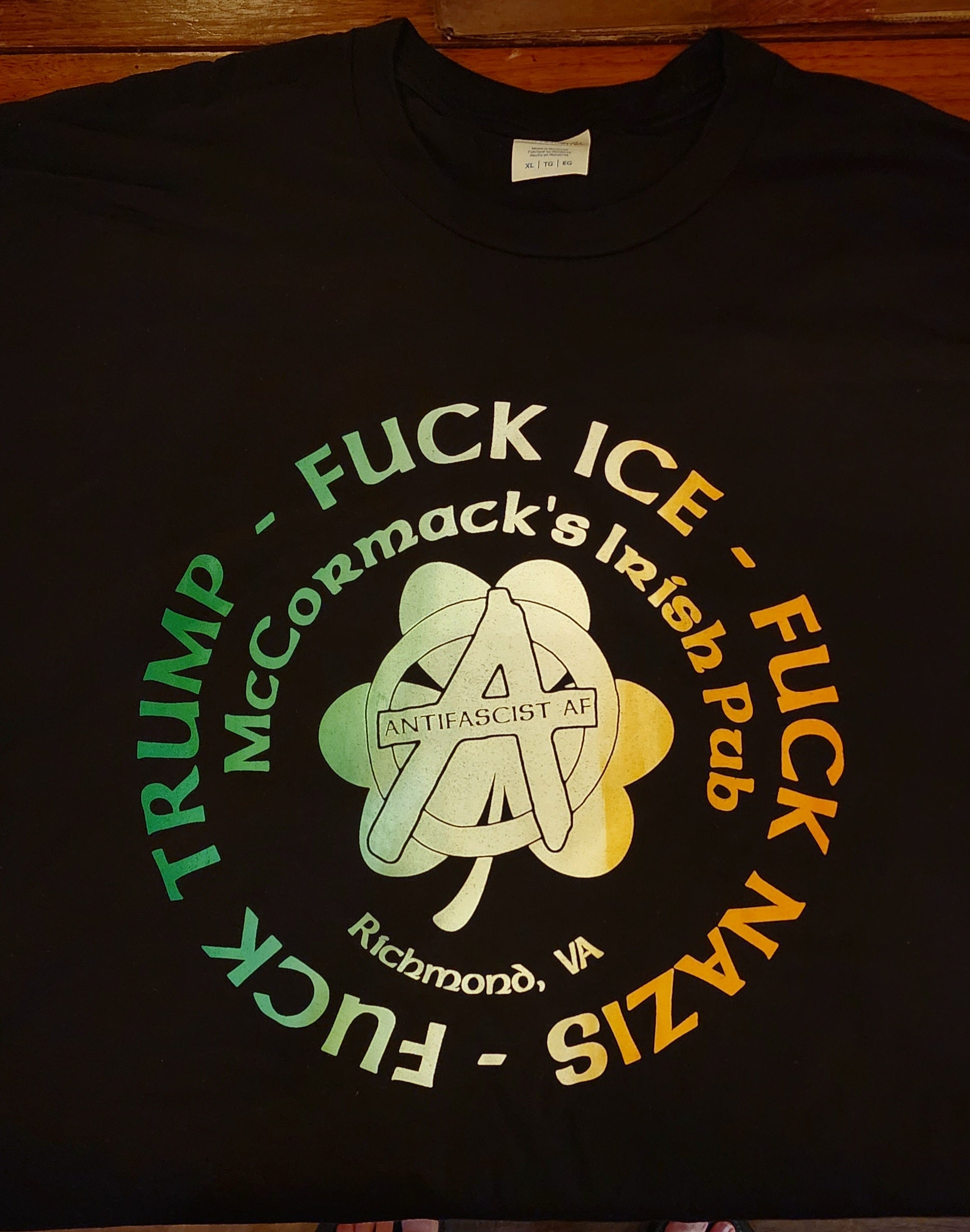 Mccormack's t shirt irish flag colors logo